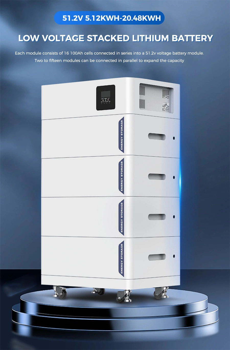 Sunway New Stackable 51.2V 10kwh 15kwh 20kwh LiFePO4 Battery Solar Energy Storage for Home System Smart BMS