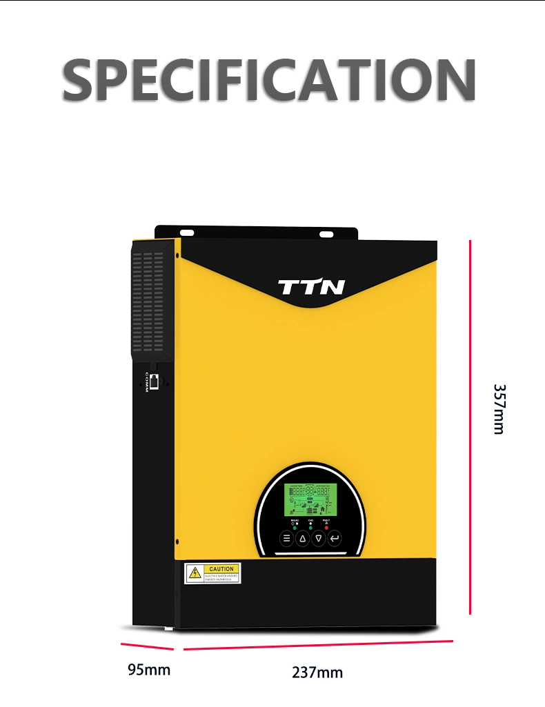 Ttn Solar Energy System Inverter Lithium Battery 98% Efficiency 220/230/240VAC