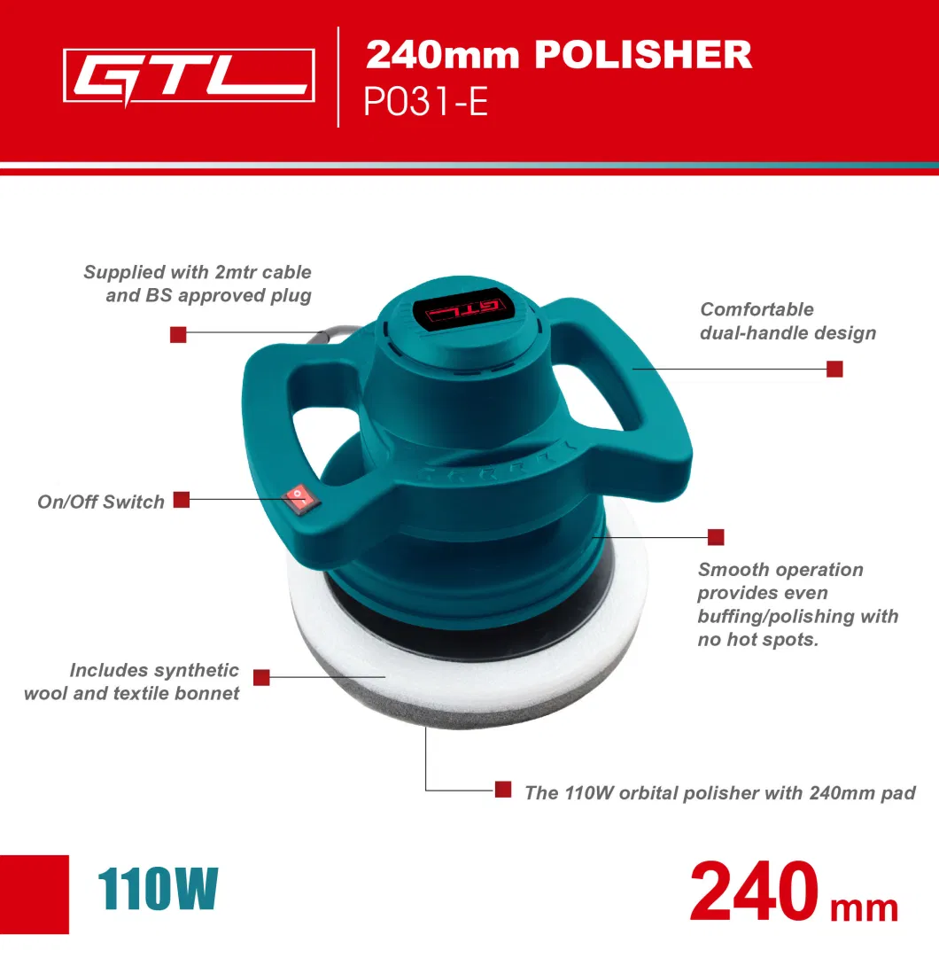 110W 240mm High Performance Professional Electric Car Polisher, Power Tools Manufacture 180mm Electric Car Polisher