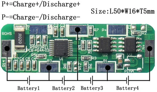 PCM 3s/4s 4A Battery Management System for Li-ion/LiFePO4 Battery Packs