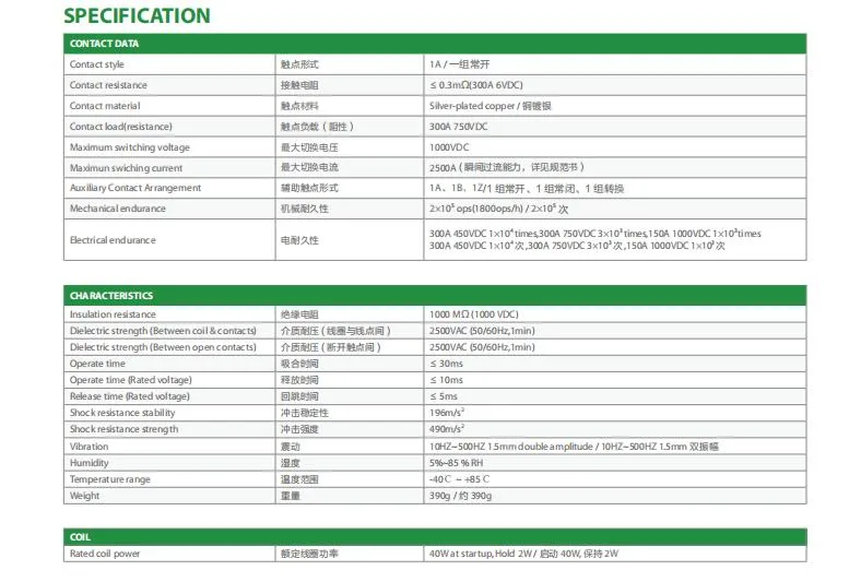 Hsr5-300 High Voltage Power Relay 500V Contactor