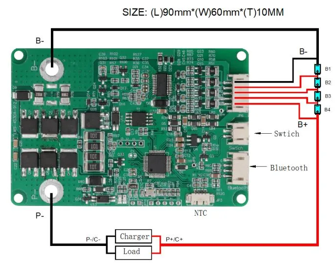 PCB PCM Battery Management System 4s 30A BMS for LiFePO4 Battery