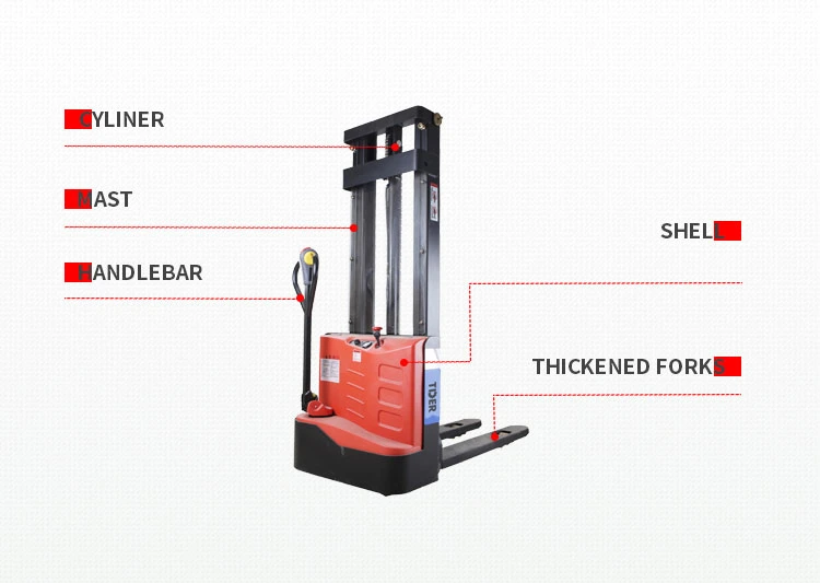 Manufacture Battery 1-2 Ton Tder Electric Forklift Stacker in Stock