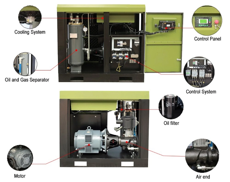 Fixed Machine 7.5kw 10HP Small Mini Screw Air Compressor for Sale