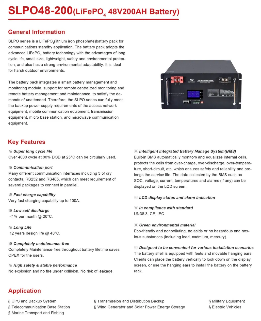 Sunstone Lithium Battery 48V 200ah 4000 Cycles Best Seller Lithium Ion 12 Years Long Life LiFePO4 Lithium Solar Battery