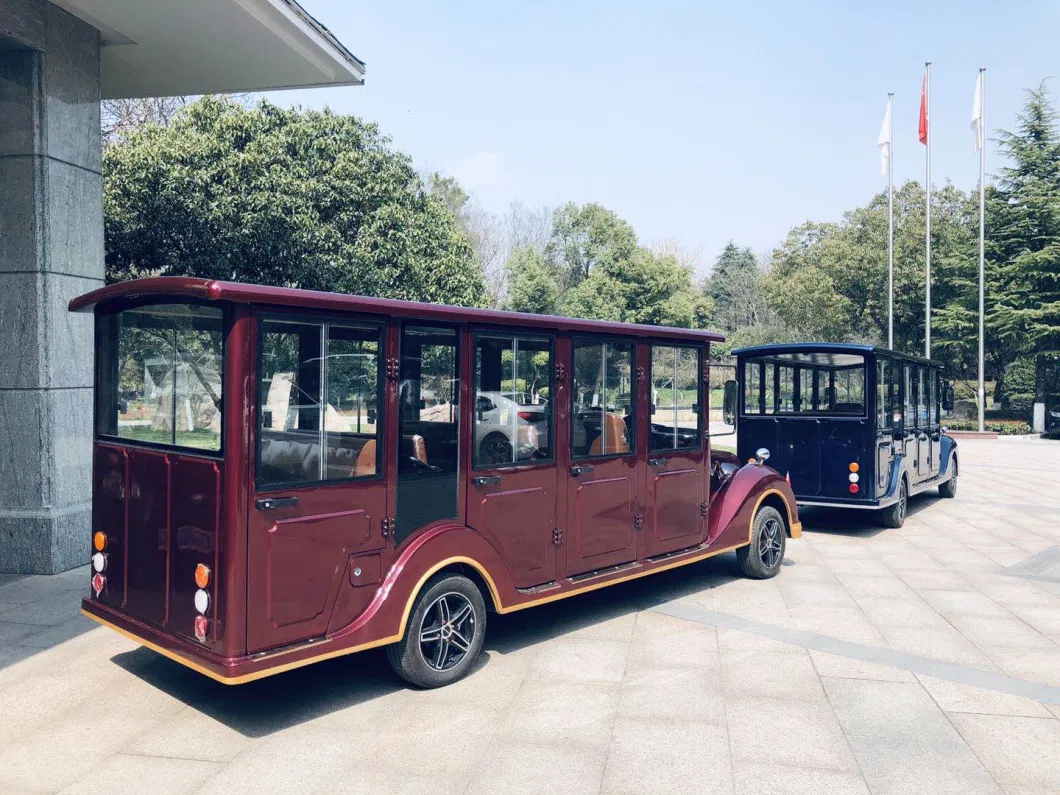 China Manufacturer 11 Seats Electric Bus Closed Classic Vintage Sightseeing Bus