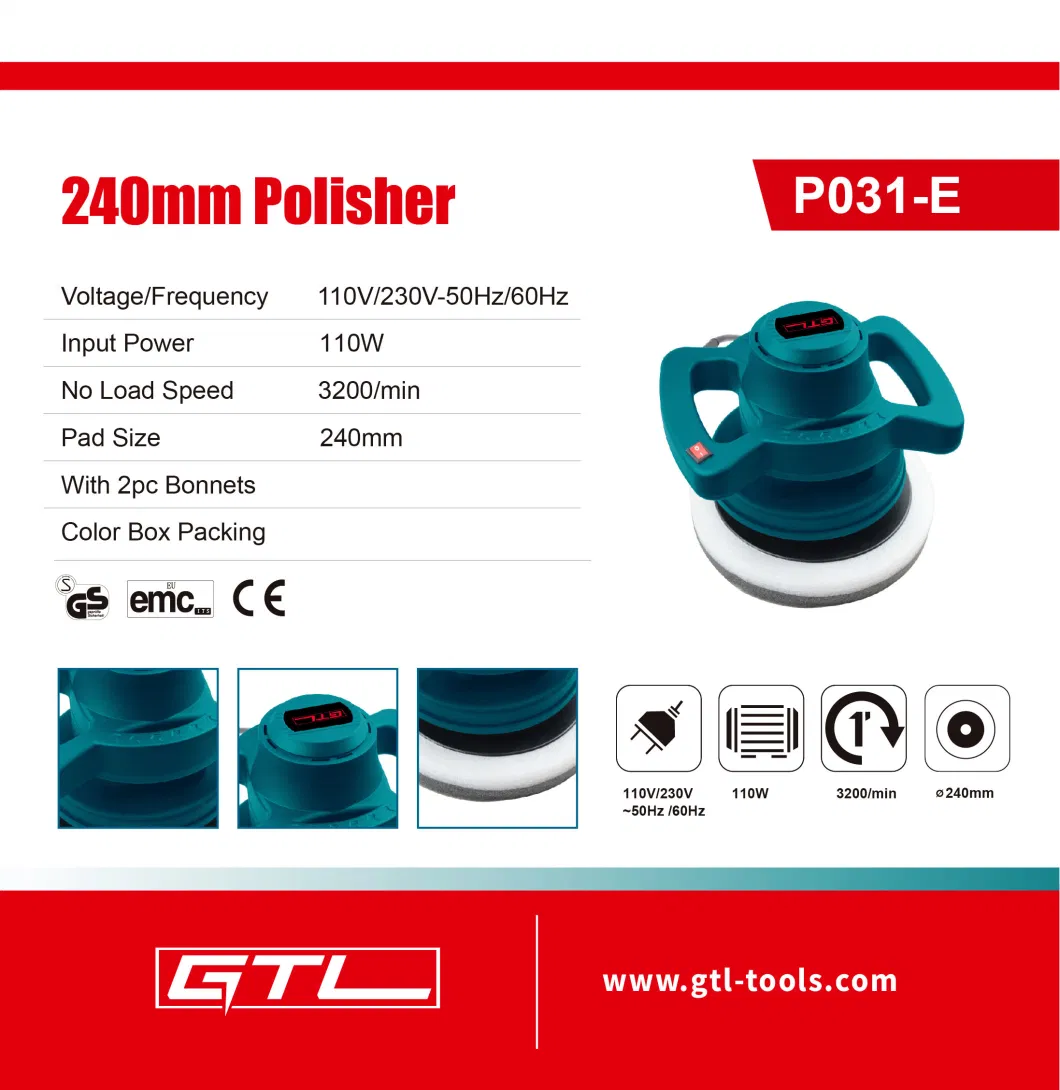 110W 240mm High Performance Professional Electric Car Polisher, Power Tools Manufacture 180mm Electric Car Polisher