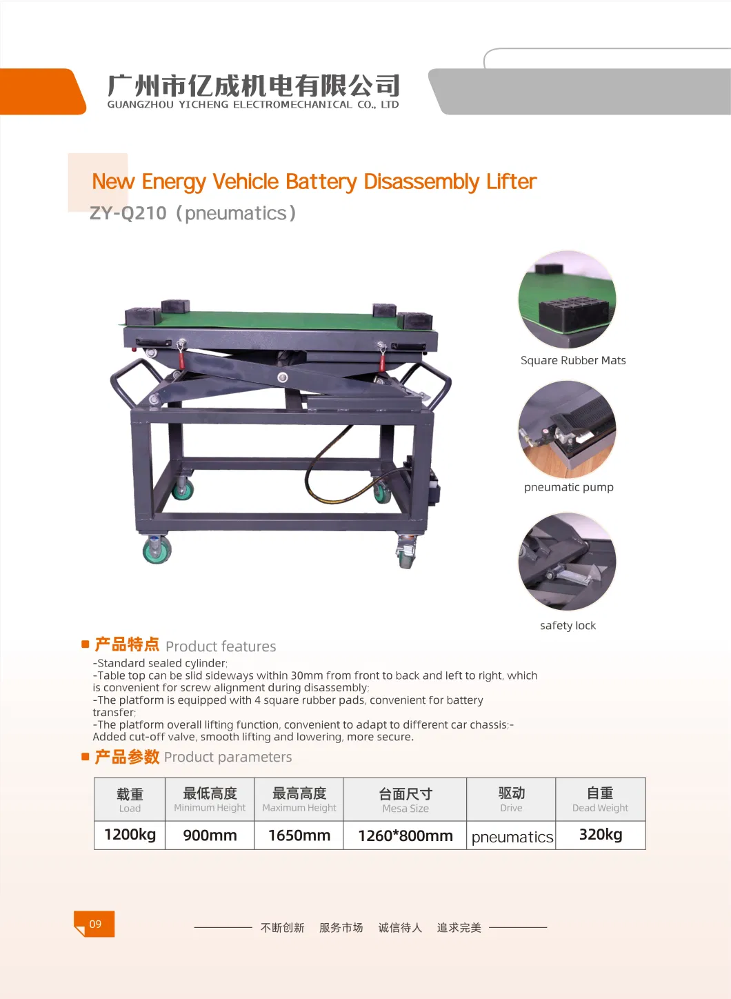 Standard Sealed Cylinder Car Battery Lift Vehicle Repair Equipment Tools