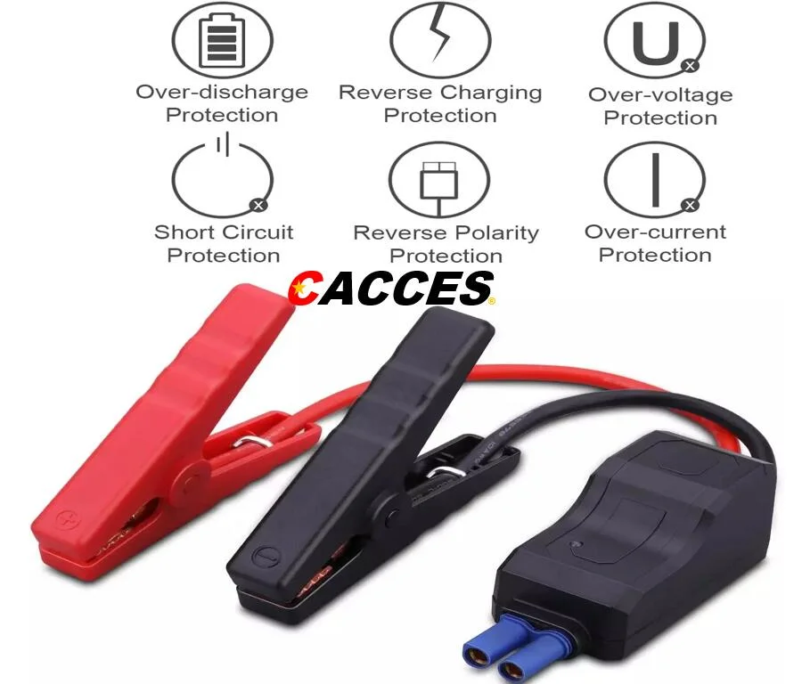 600A 12V Portable Lithium Jump Starter,Car Battery Booster Pack,USB Powerbank,Jump Leads for up to 4.0 Liter Petrol&2.0 Liter Diesel Engine W/Intelligent Clamps