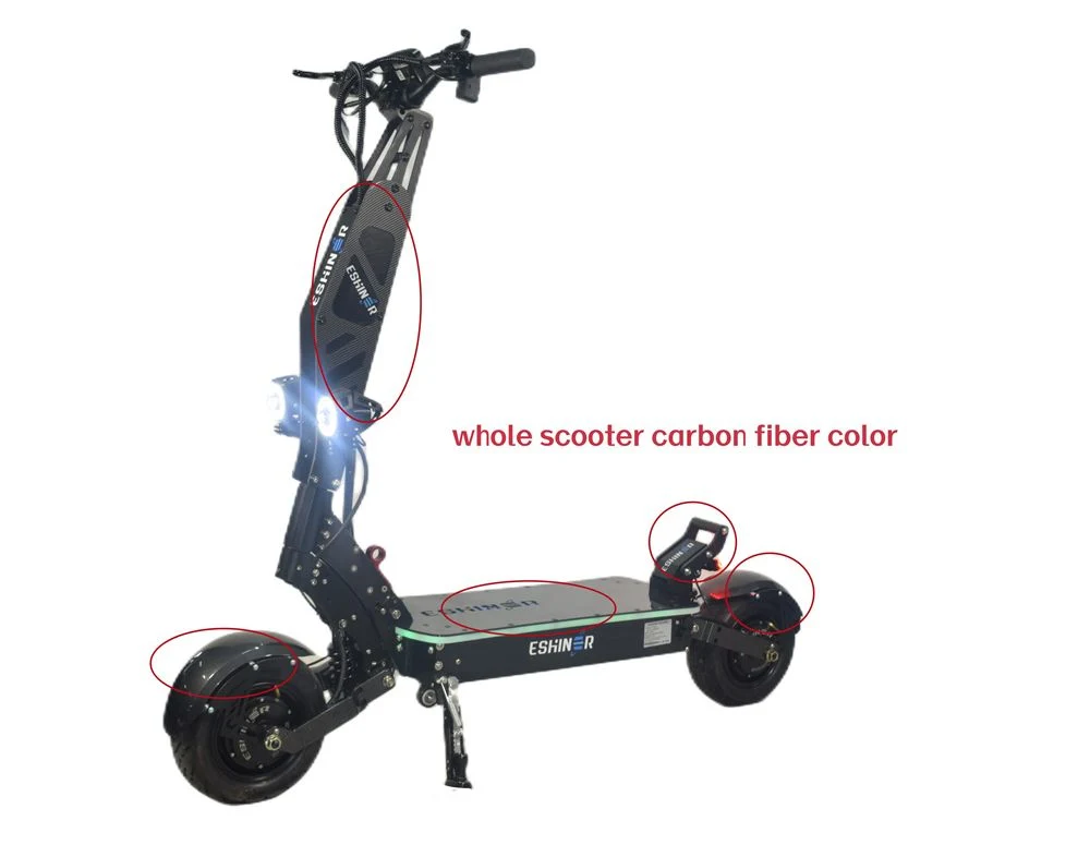 Carbon Fiber Color 72V 8000W 11inch 40ah Lithium Battery Dual Motor Adults Electric Scooter with NFC