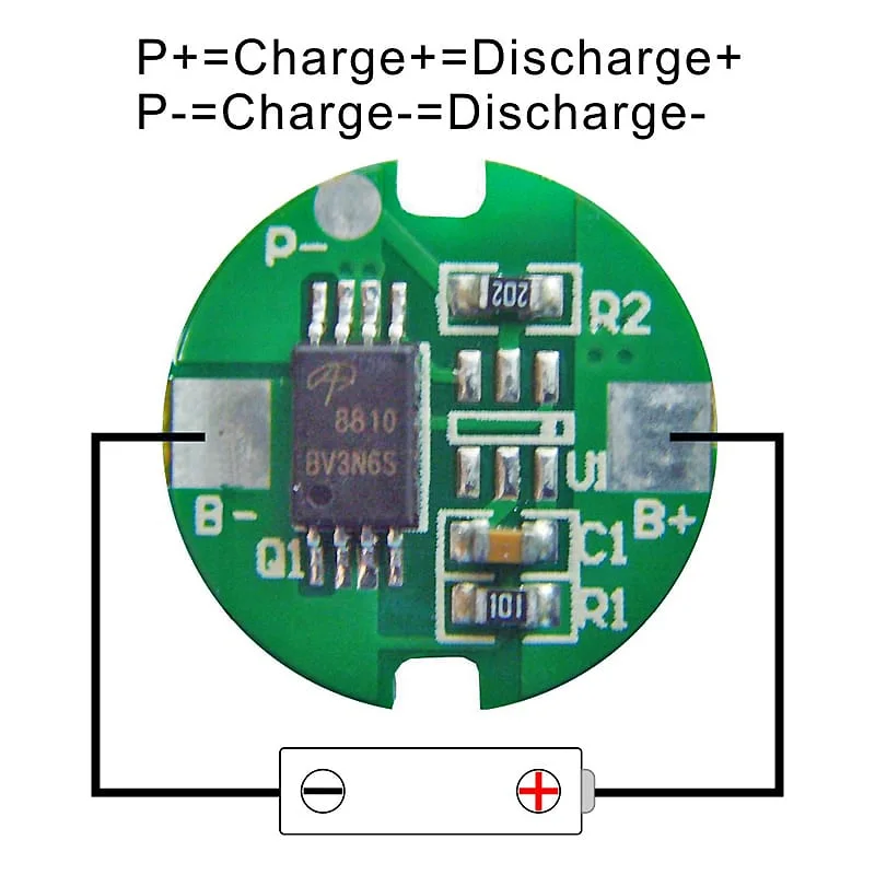 1s 3A Round BMS for 3.6V 3.7V 14430/14500 Li-ion/Lithium/Li-Polymer 3V 3.2V LiFePO4 Battery Pack Size &Phi; 14mm (PCM-L01S05-883)