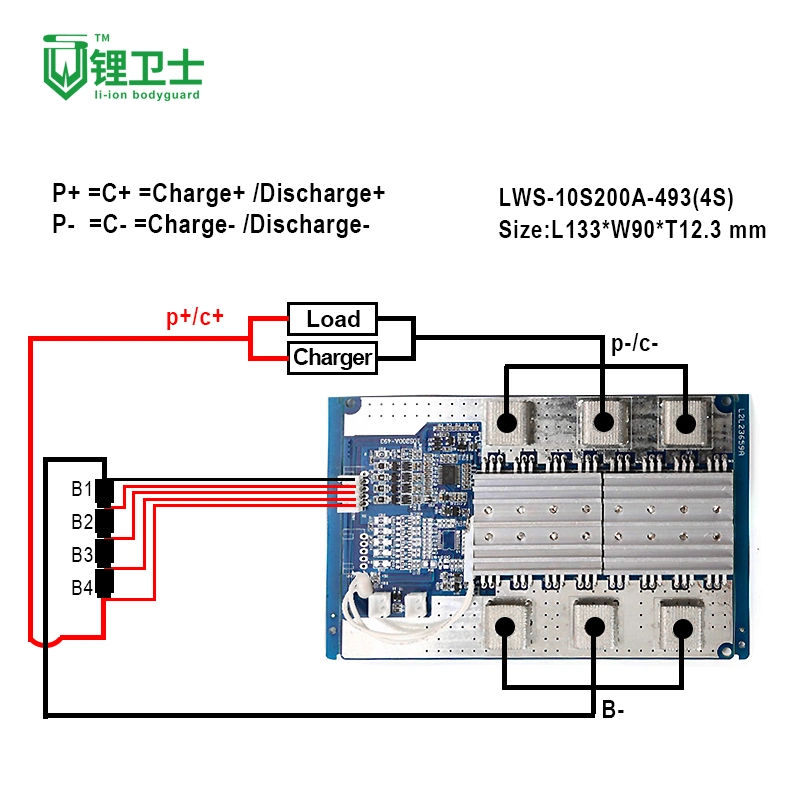 Lws Smart Li-ion BMS with Canbus Buzzer 4 Ntc 13s 14s 16s 20s 48V 60V 72V 30A 40A 50A 60A 80A Lithium Ion Battery BMS with Tempereture Switch Balance Bluetooth