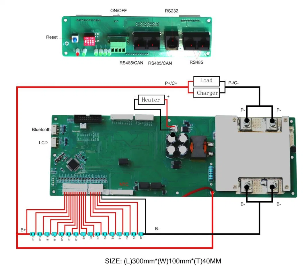 Smart PCM PCB 13s 14s 15s 16s 100A 200A 51.2V BMS with RS232/RS422/RS485/Can/Usart Communication Interface