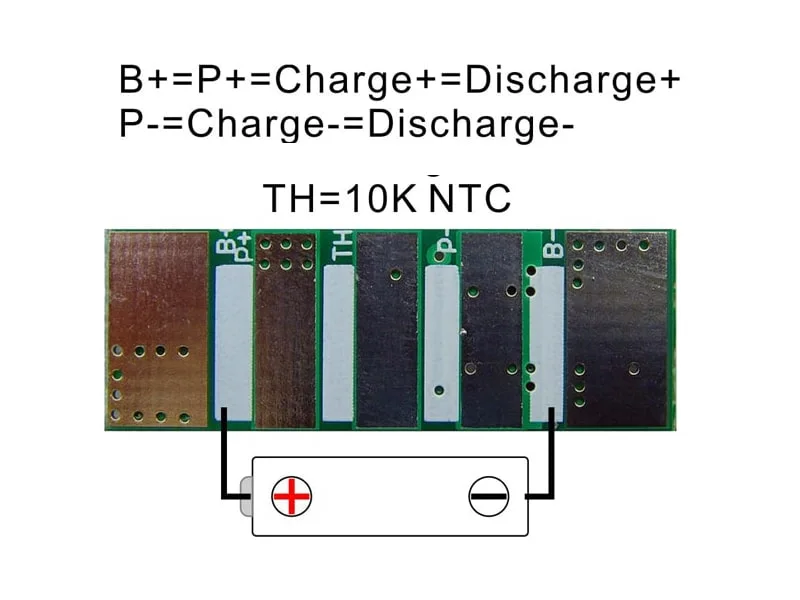 1s 5A BMS for 3.6V 3.7V Li-ion/Lithium/Li-Polymer 3V 3.2V LiFePO4 Battery Pack with Ntc Size L28*W10*T3mm (PCM-L01S05-792)