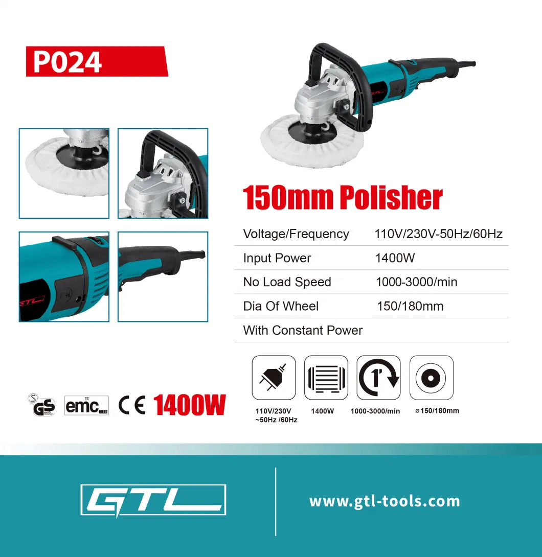 1400W Electric Polisher Power Tools, Car Polisher, 180mm Power Tools Grinder Electric Car Polisher (P024)