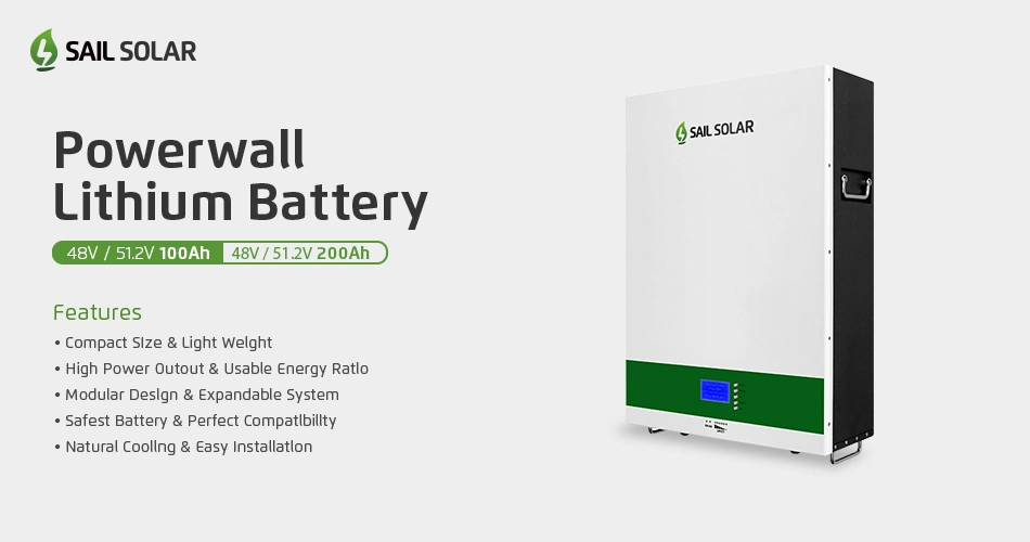 Sail Solar Wall-Mounted Home Energy Storage 5kwh System 48V 100ah LiFePO4 Home Power Wall 5kwh Lithium Battery Energy Storage