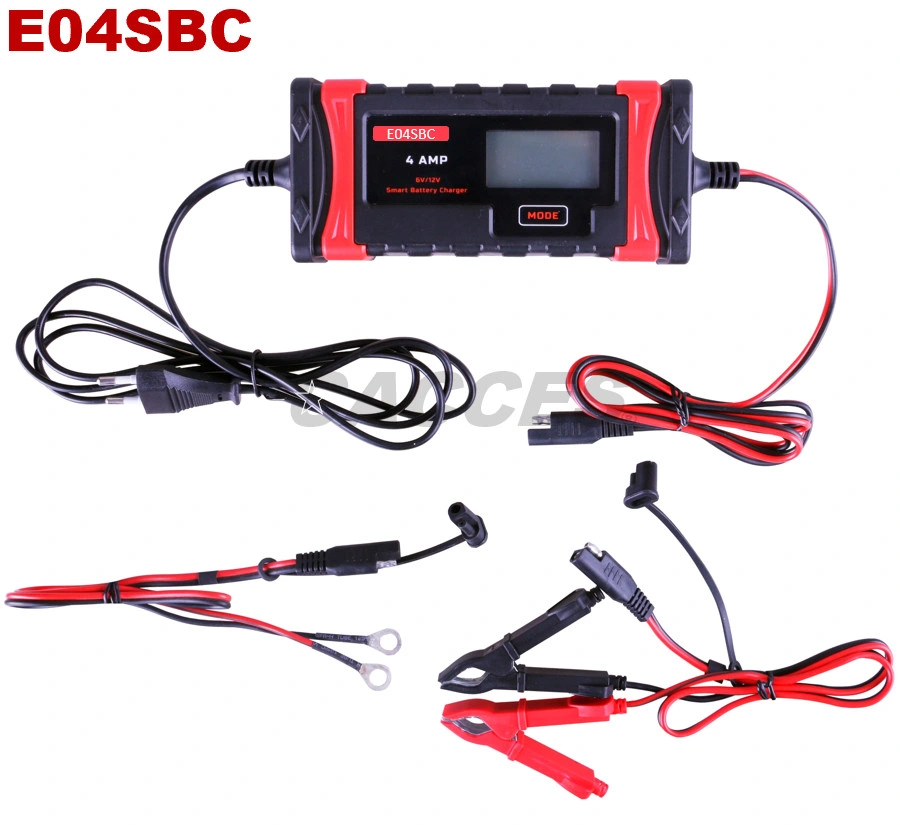 Fully Automatic Battery Charger, 4AMP 6V/12V Car Battery Charger&Maintainer-EU/Am Plug, Red, Portable Smart Car Battery Charger&Maintainer for Car, Motorcycle