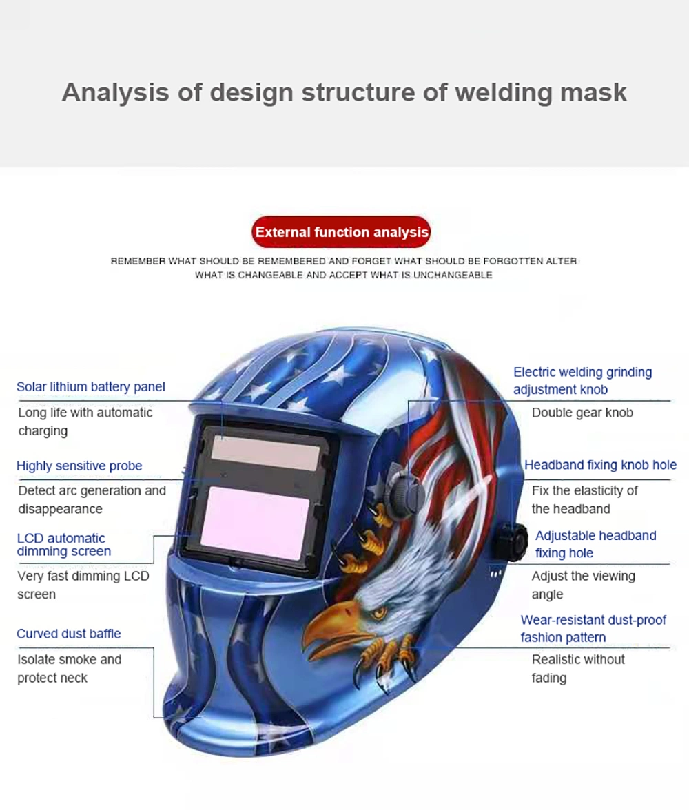 Soldering Supplies High Performance Solar Auto Darkening Welding Helmet for Arc TIG MIG Grinding Air Fed Kids Welding Helmet Passive