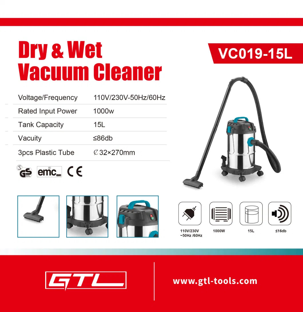 Electric Low Price 1200W Ash Vacuum Cleaner, 1000W Electric Handheld Ash Vacuum Cleaner with 15L Capacity (VC019-15L)