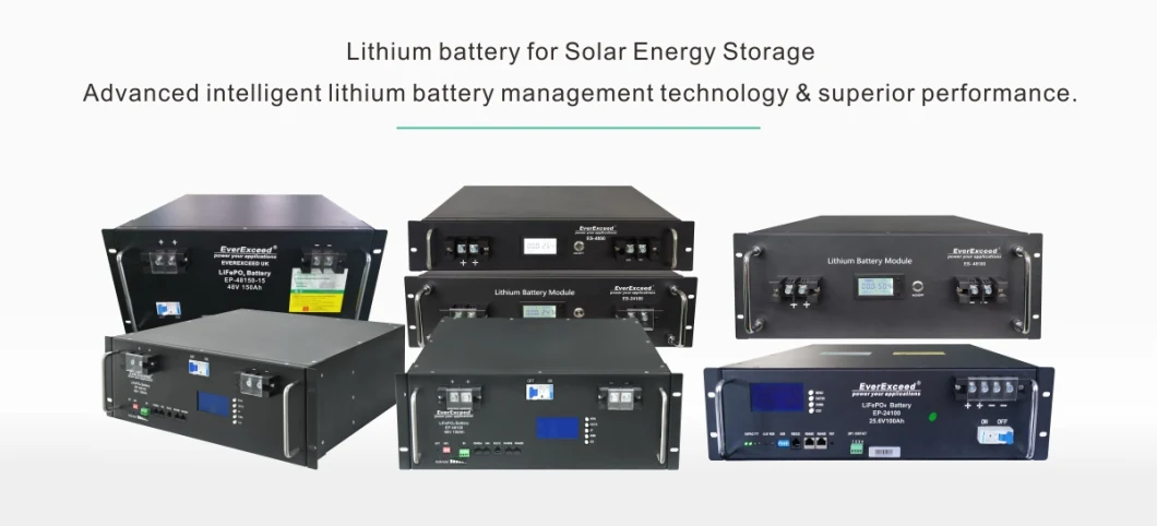 IEC and CE Approved Rechargeable LiFePO4 Lithium Ion 48V 100ah Solar Battery for Solar Energy Systems