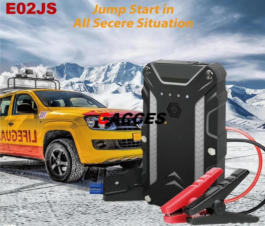 600A 12V Portable Lithium Jump Starter,Car Battery Booster Pack,USB Powerbank,Jump Leads for up to 4.0 Liter Petrol&2.0 Liter Diesel Engine W/Intelligent Clamps