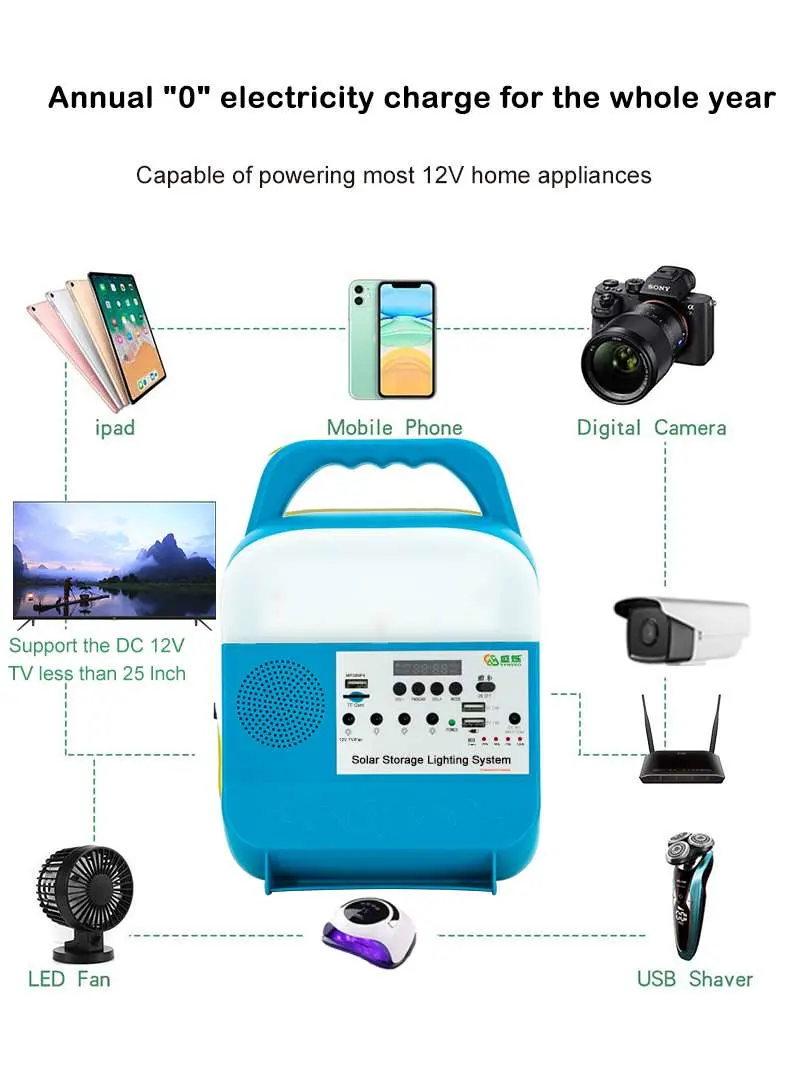 Home Light Kit Portable Solar Power Station Large Capacity Lithium Panel Electric Stations Solar Light