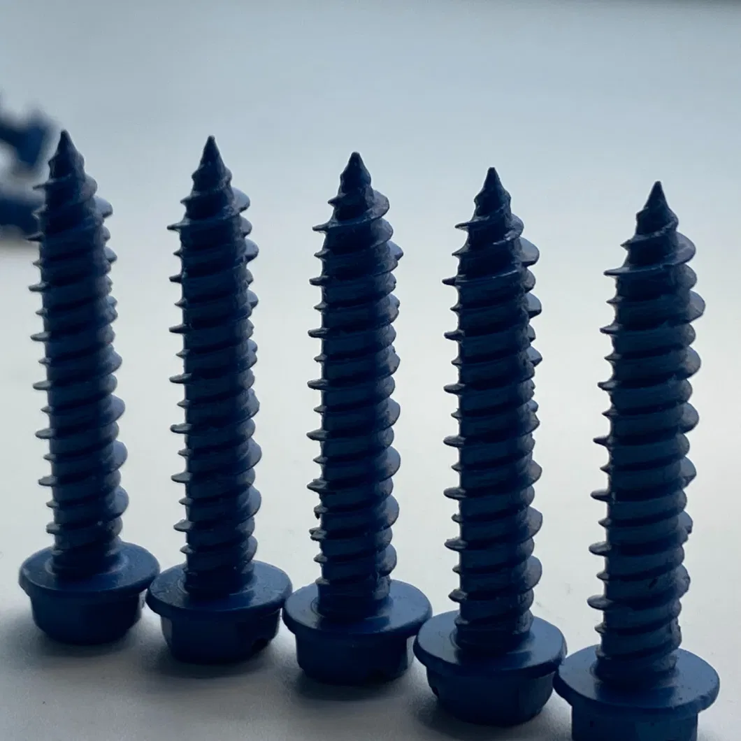 Made in China High-Low Thread Concrete Screw Diamond Point Blue White Color