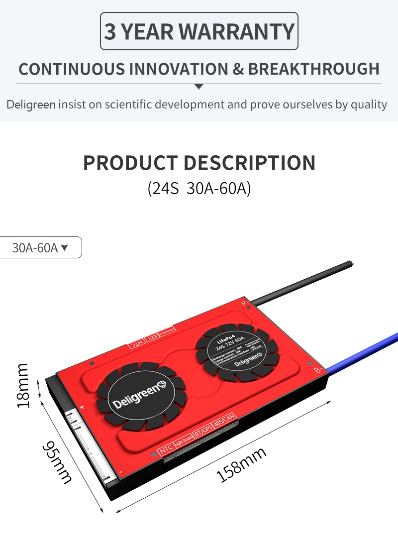 Wholesale Smart BMS 24s 30A 40A 60A with Fan Uart 485 Bluetooth 72V Faster Cooling LiFePO4 Battery RV Sightseeing Bus