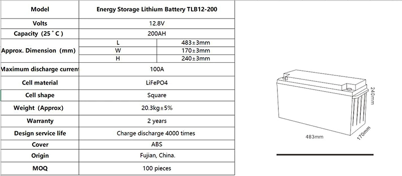 Price Tax Included Tcs 12V 12.8V 200ah Solar Home Energy Storage System Lithium Ion Phosphate LiFePO4 Battery