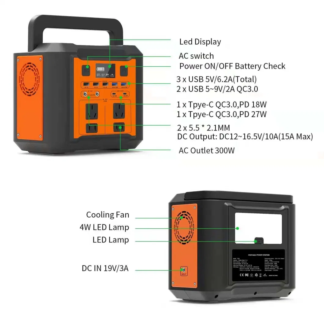 300W 80000 Ma Outdoor Emergency Energy Storage Power Portable with Rechargeable Lighting