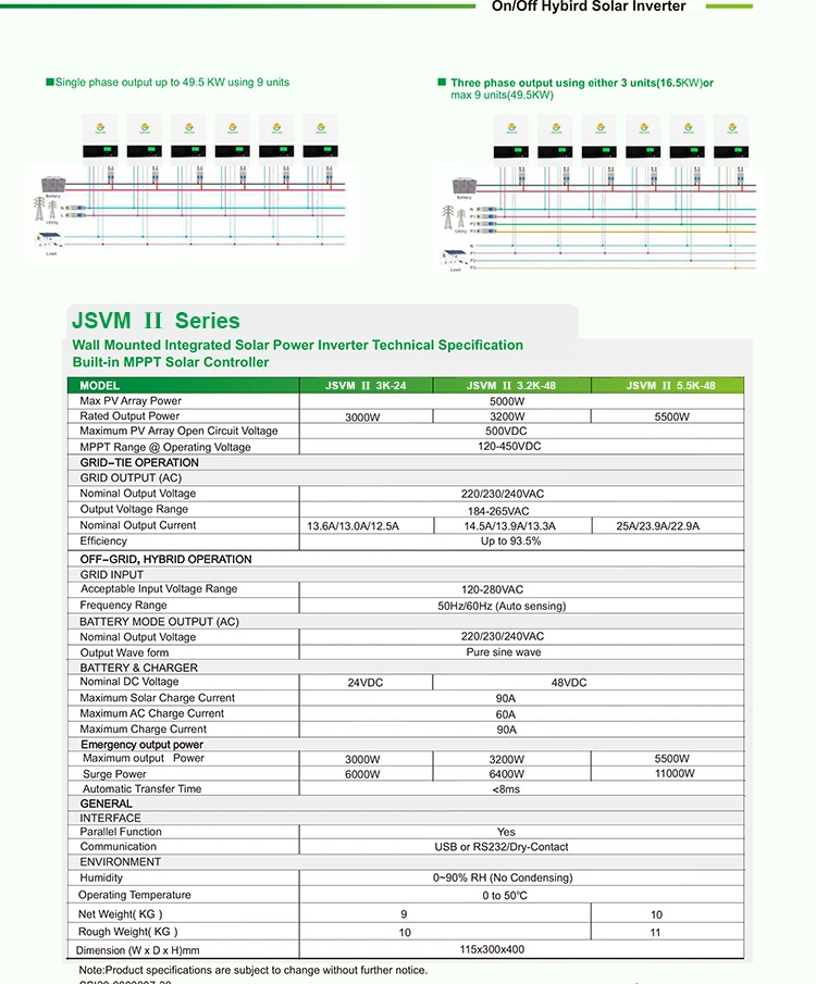 High Efficiency Charge Controller Single Phase Lithium Battery Hybrid Inverter