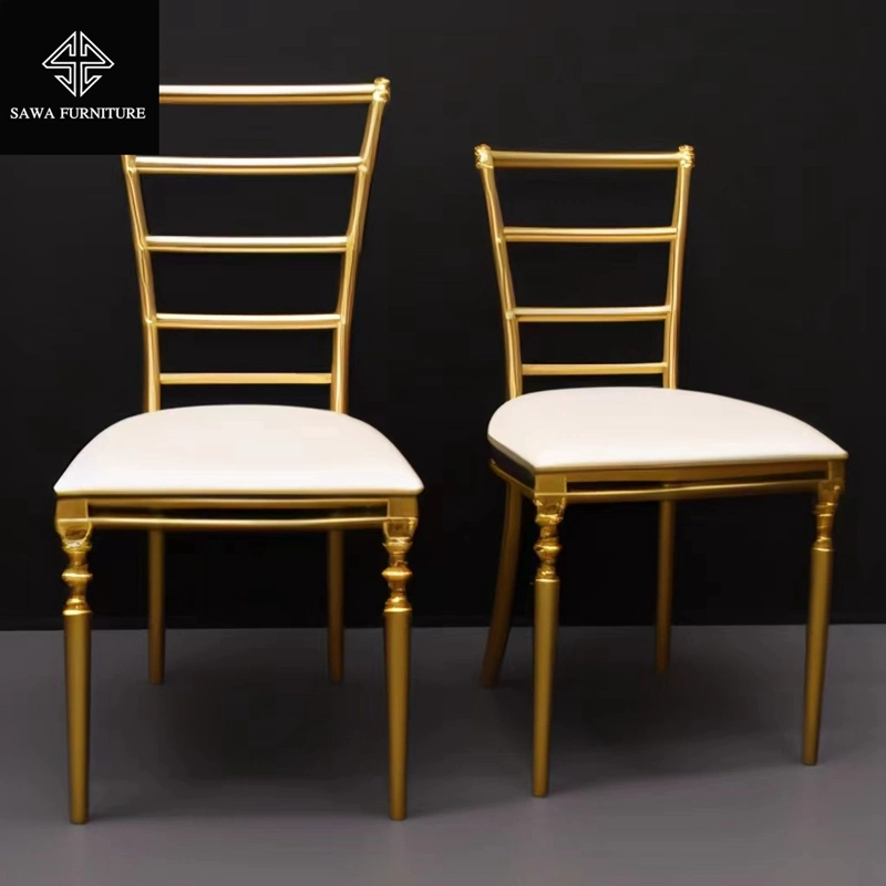 Customized Gold Frame Stainless Steel Wedding Reception Dining Chairs