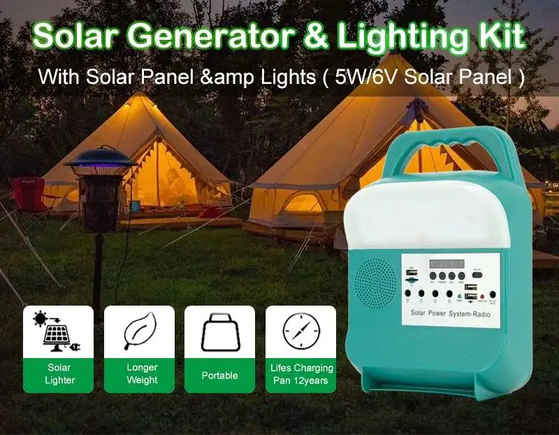 Synsvo Solar Lighting with Bluetooth Speaker Outdoor Activity Solar Panel Charging Mobile Hand Lamp 5W Solar Panel