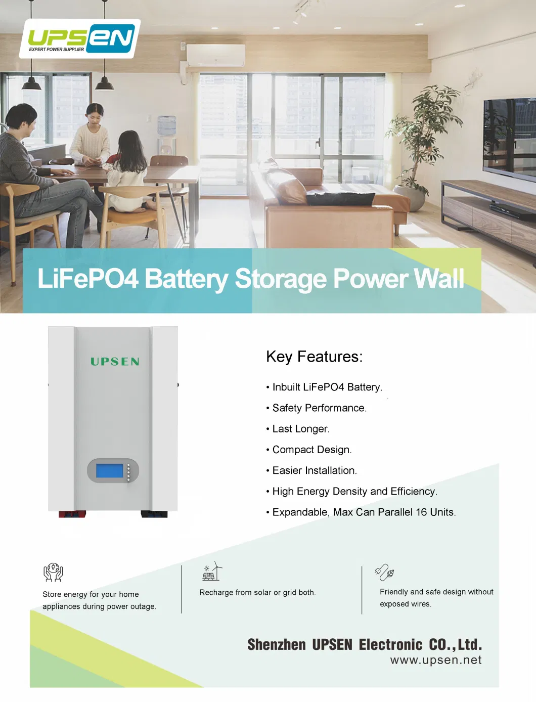 Polinovel Expandable Power Wall Storage System 10kwh LiFePO4 Pack 48V 200ah Lithium Ion Solar Battery