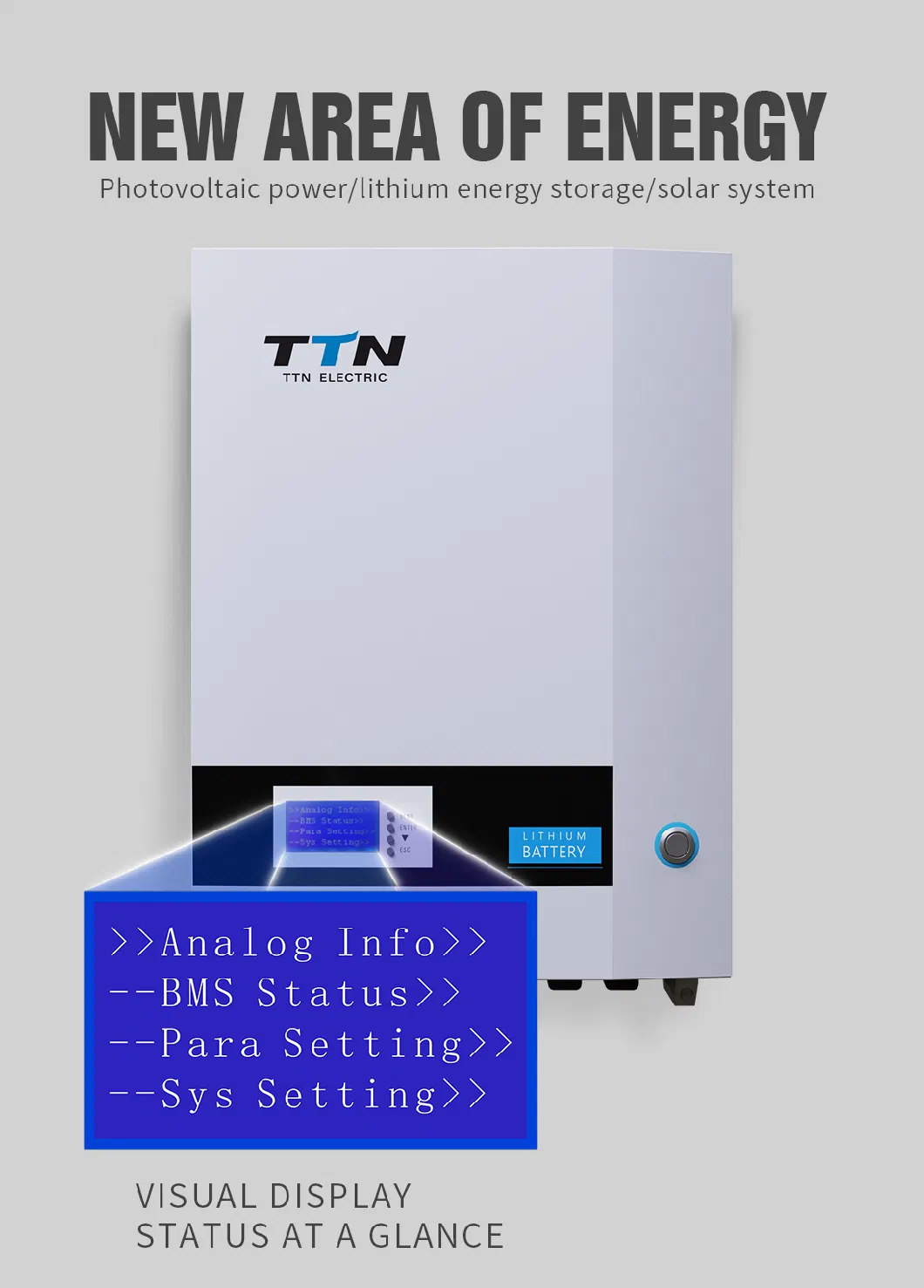 Ttn Lithium Ion Battery Cell 5000watt with Intelligent BMS and MPPT Solar Chargr Controller