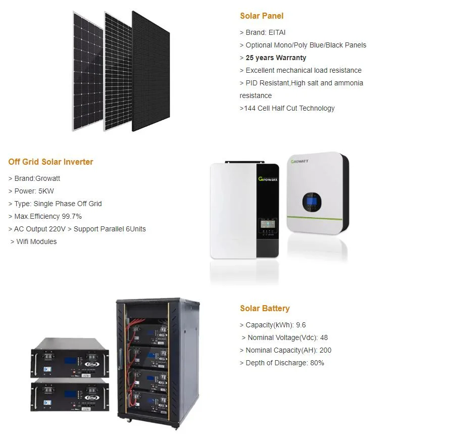 Eitai Solar Power Supply System 10kw Lithium Battery Storage Rooftop