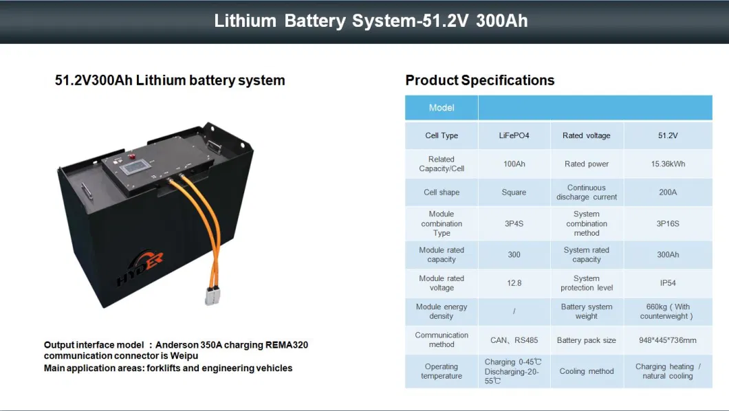 Forklift Spare Lithium Battery 25.6V 51.2V 76.8V 210ah 350ah 412ah 460ah 560ah Battery Li Power