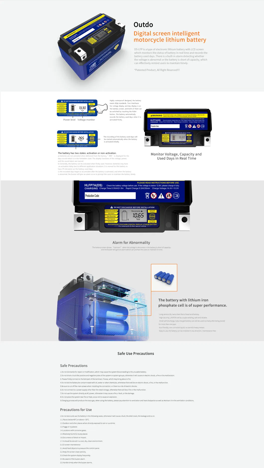 Outdo Lithium Battery for Motorcycle Battery Hlfp5s