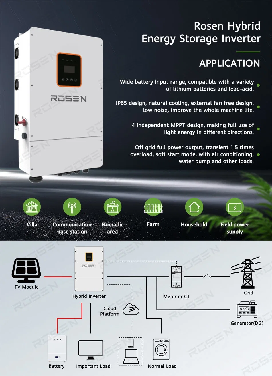 High Quality 8kw 10kw Hybrid Storage Inverter with 48V Lithium Battery for Solar System