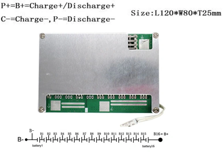 4s~24s 60A Li-ion/ LiFePO4 Battery BMS with Cooling Fin