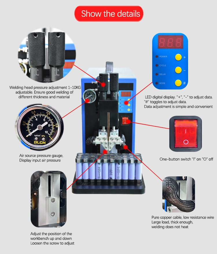 Factory Hot Sale Pneumatic Foot Pedal 18650 Lithium Battery Spot Welding Machine