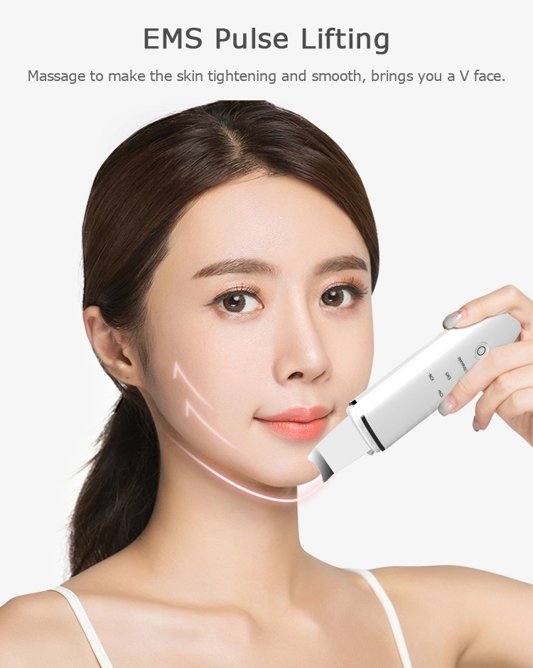 Deep Cleansing Blackhead Removal Facial Skin Scrubber Ultrasonic Skin Spatula with CE FCC RoHS