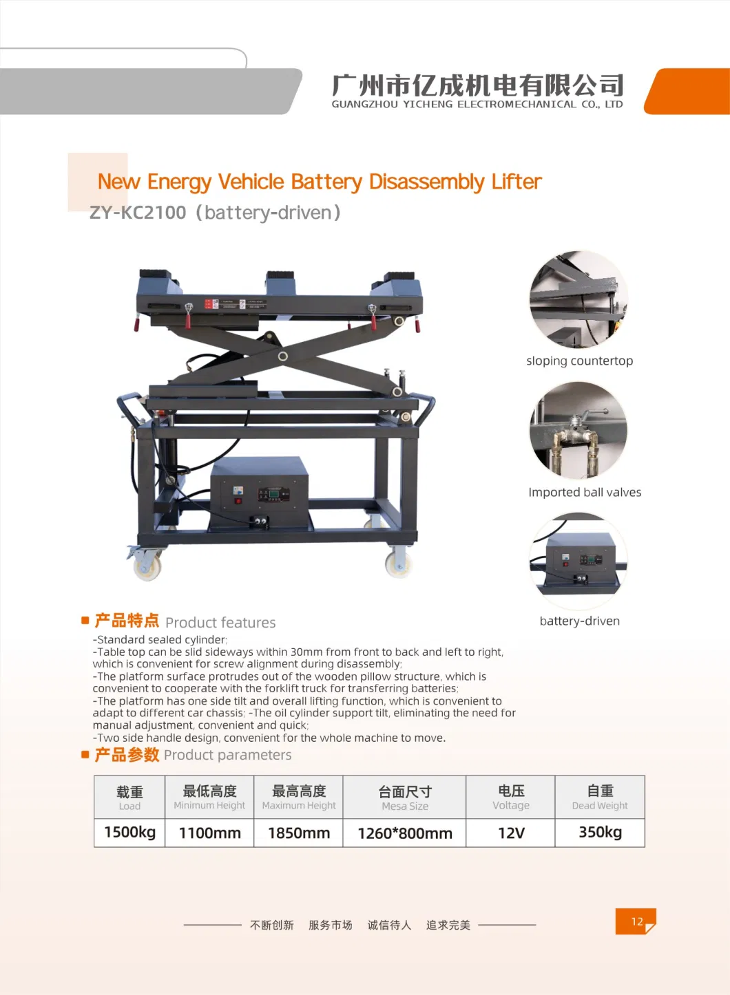 Chinese Manufacturer Car Repair EV Battery Disassembling Lifting Battery Powered Car Battery Lift