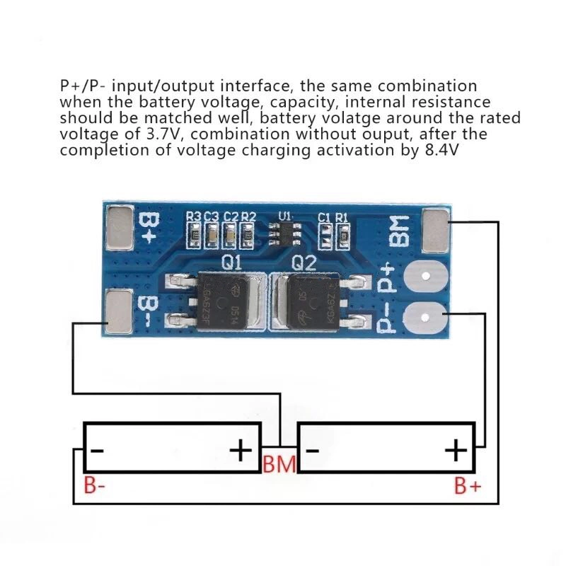 PCBA Manufacturer 2s 7.4V 5A BMS Li-ion/Lipo Batteries Pack PCM PCB