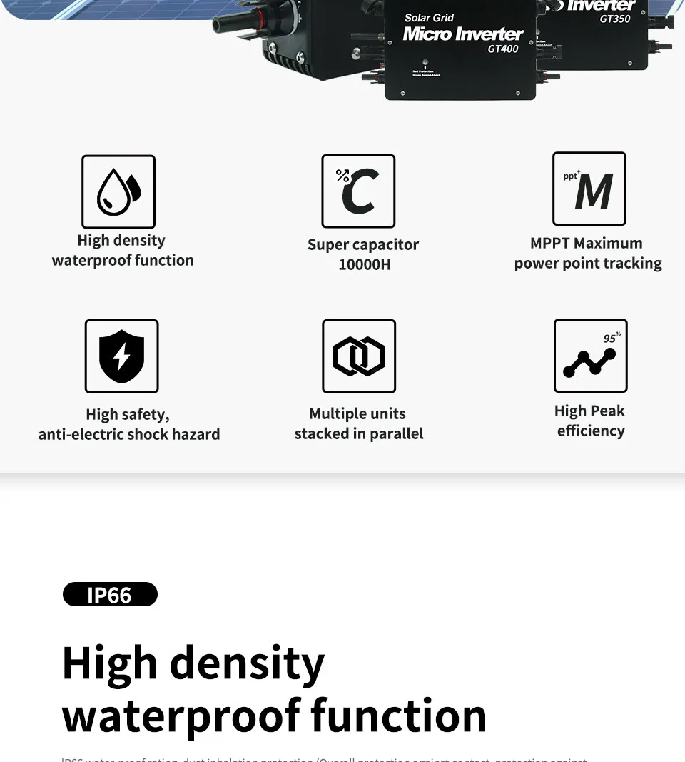 Factory Hyliess 300W 400W 500W Grid Tie WiFi Micro Inverter for 18-50V to 110V/220V Home Solar System