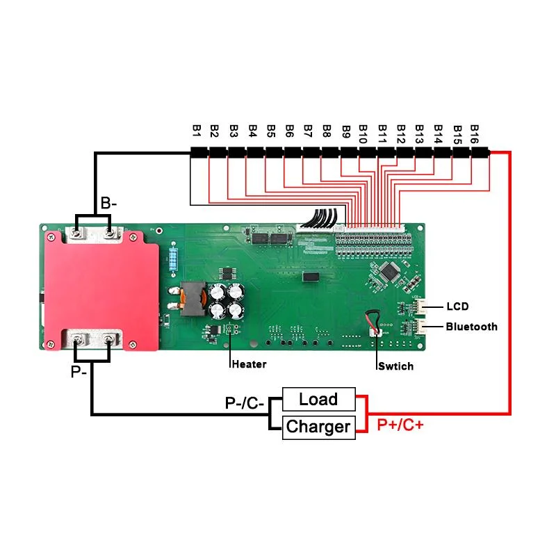 Smart BMS Battery Management System 4~16s 100A with Can RS485 Bl for Li Ion LiFePO4 Battery