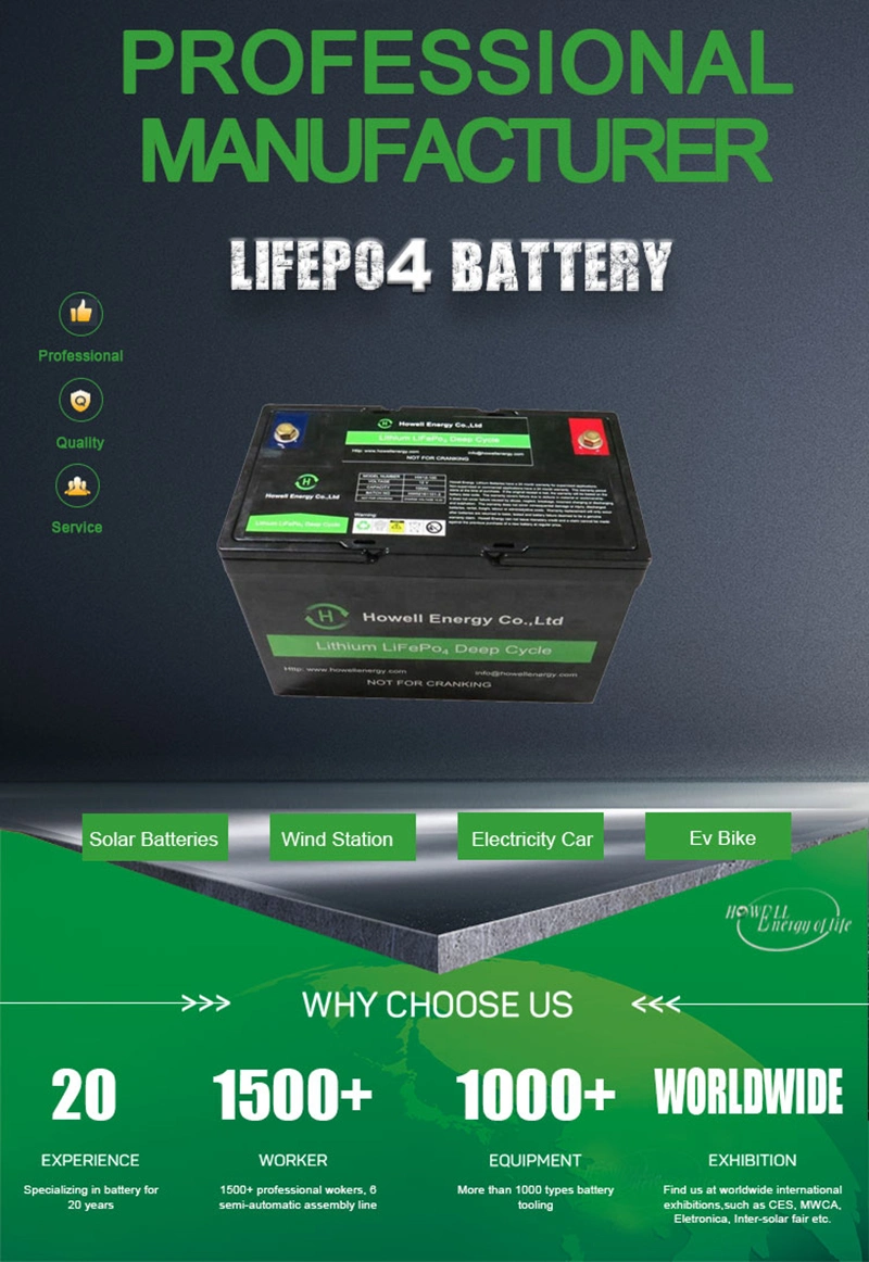 Solar LiFePO4 Battery 12V 50ah 100ah Lithium Iron Phosphate Battery Energy Storage