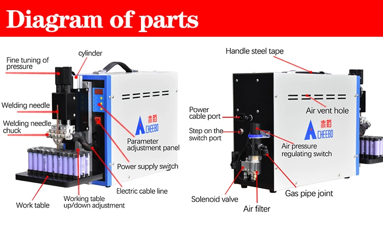 Factory Hot Sale Pneumatic Foot Pedal 18650 Lithium Battery Spot Welding Machine