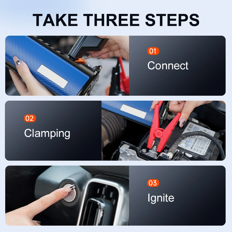 Portable Jump Starter 4in1 with Air Pump Inflator Buit-in Air Pump Car Inflator Auto Battery Booster