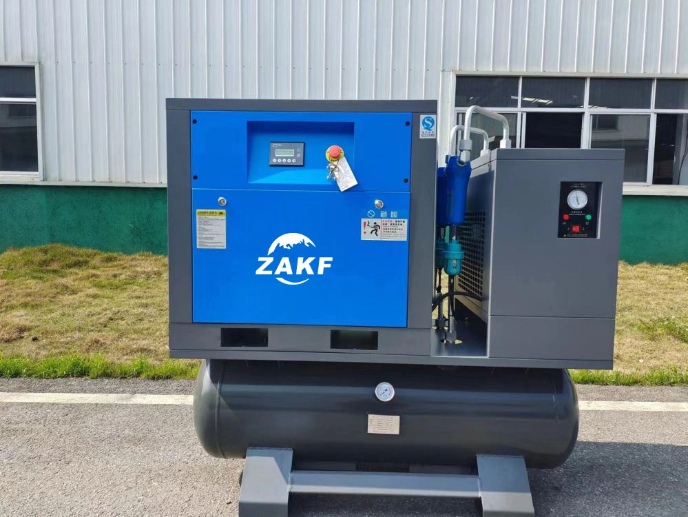 Zakf 7.5kw 220V 60Hz Cheap Industrial High Pressure Mining Screw Air Compressors Diesel Scroll Portable Rotary Compressor All in One Integrated Screw Compressor